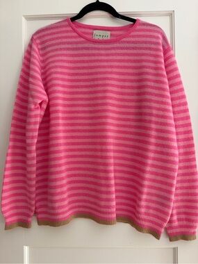 Jumper 1234 Women's Pink Striped Crewneck Sweater